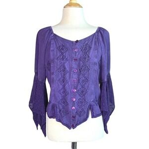 L'POGEE Vintage OS Purple Rayon Corset Whimsigoth Renaissance Festival Boho Top